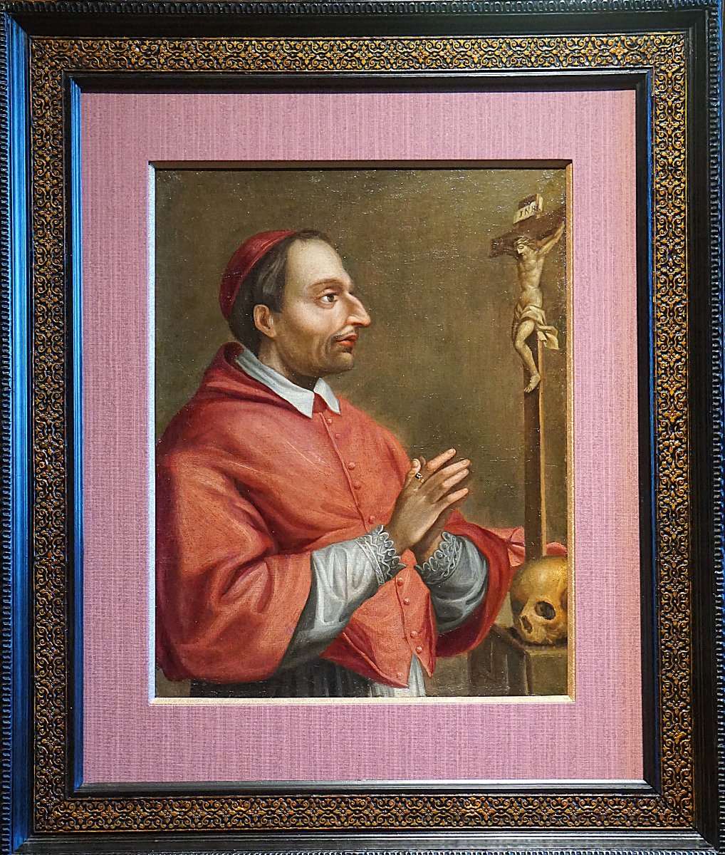 ÉCOLE ITALIENNE DU XVII ème siècle / SAINT CHARLES BORROMÉE / hst