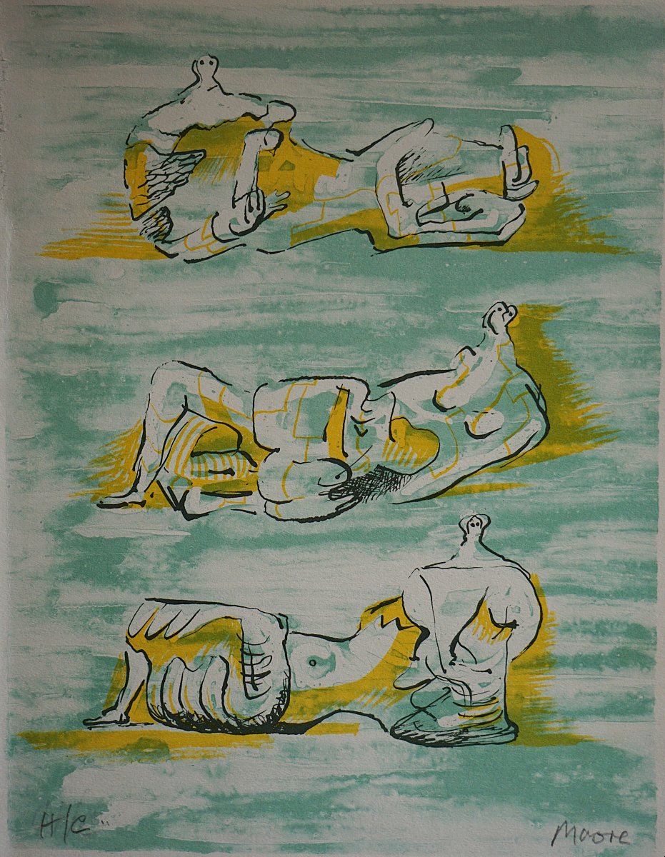 Henry Moore (1898–1986) – Three Reclining Figures – Original Lithograph Signed H.c.-photo-2
