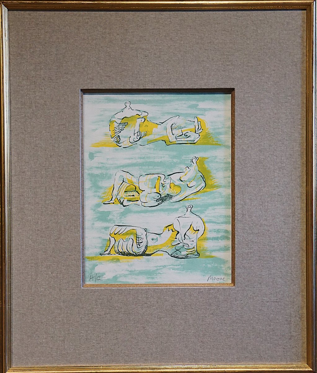 Henry Moore (1898–1986) – Three Reclining Figures – Original Lithograph Signed H.c.