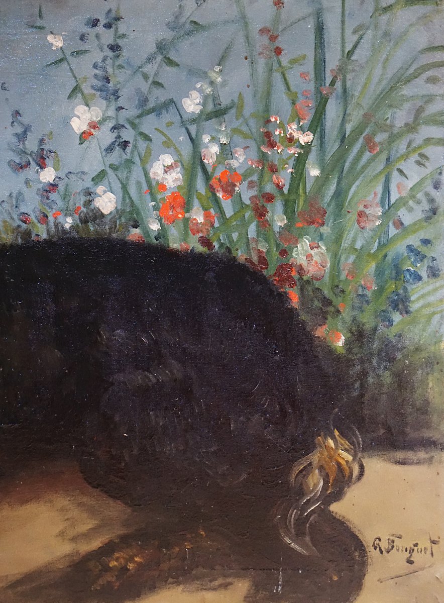 Spanish Man Lying In A Garden / 19th Century / Hst-photo-3