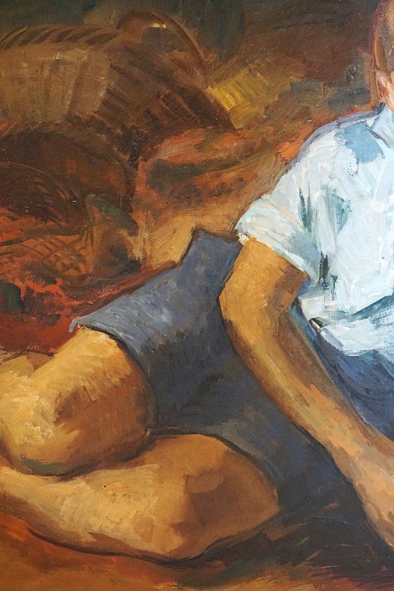 Paris School / Pere Creixams (1893–1965) (catalonia–barcelona) / Boy Lying Down / Oil On Canvas-photo-3