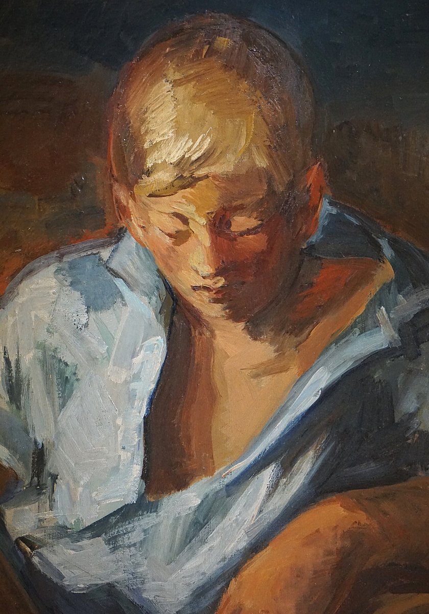 Paris School / Pere Creixams (1893–1965) (catalonia–barcelona) / Boy Lying Down / Oil On Canvas-photo-1
