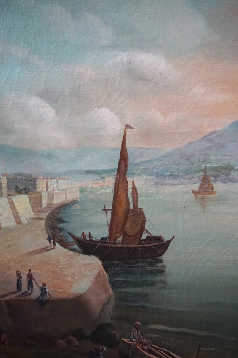 LA BAIE DE NAPLES ET LE VÉSUVE / ANNÉE 1887 / huile sur toile-photo-4