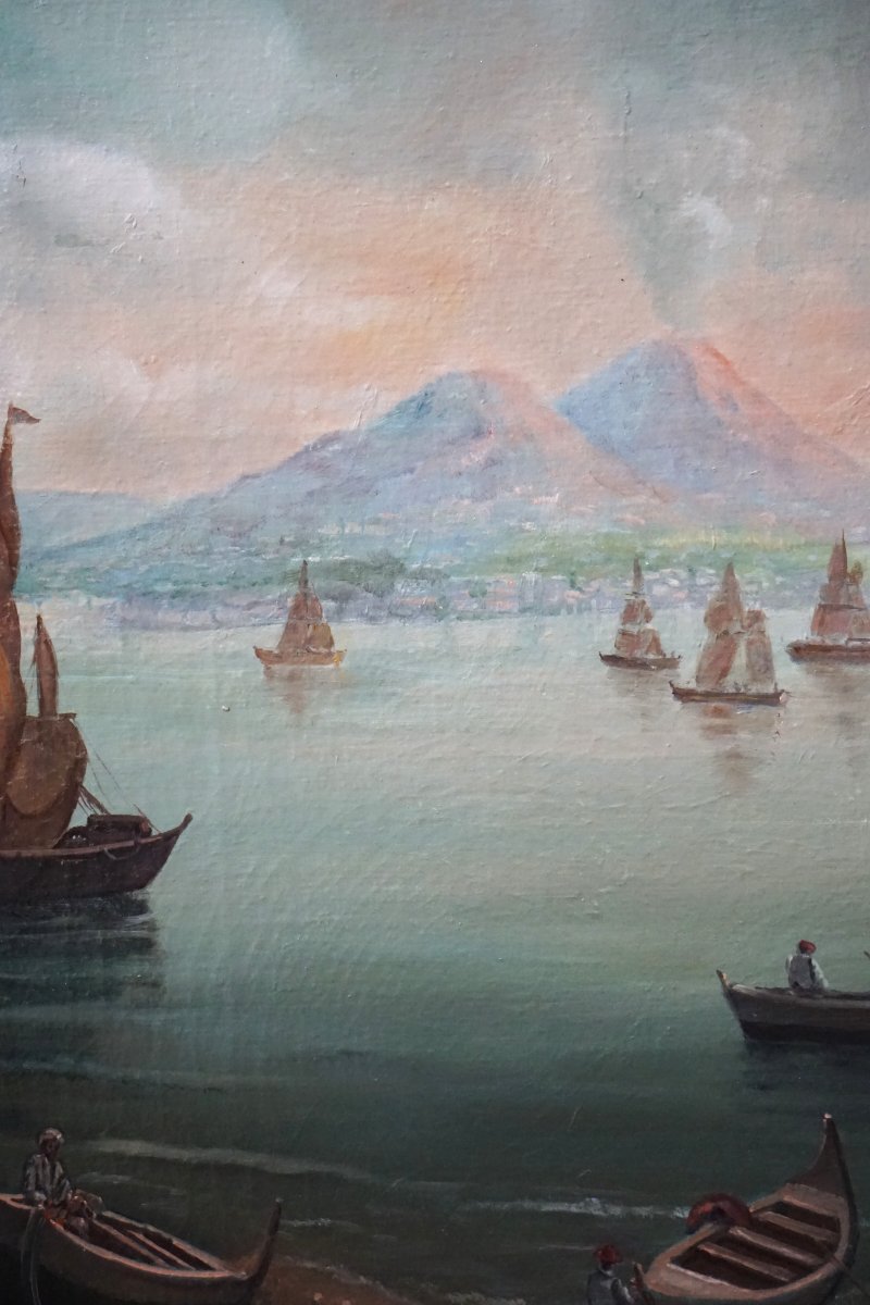 LA BAIE DE NAPLES ET LE VÉSUVE / ANNÉE 1887 / huile sur toile-photo-1