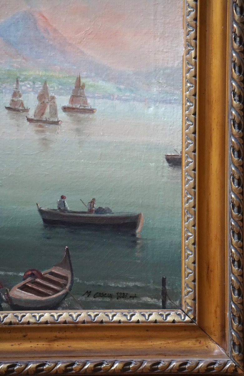 LA BAIE DE NAPLES ET LE VÉSUVE / ANNÉE 1887 / huile sur toile-photo-2