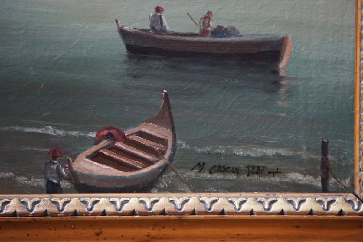 LA BAIE DE NAPLES ET LE VÉSUVE / ANNÉE 1887 / huile sur toile-photo-3