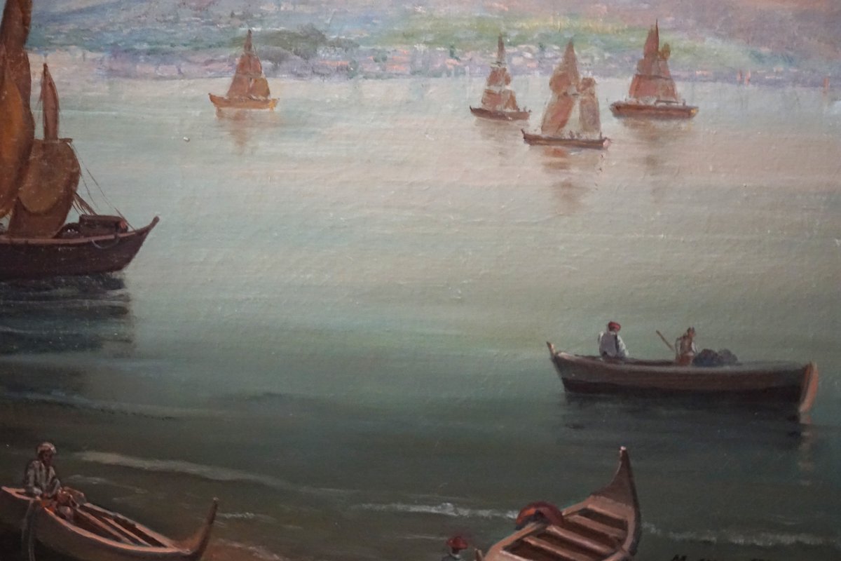 LA BAIE DE NAPLES ET LE VÉSUVE / ANNÉE 1887 / huile sur toile-photo-8