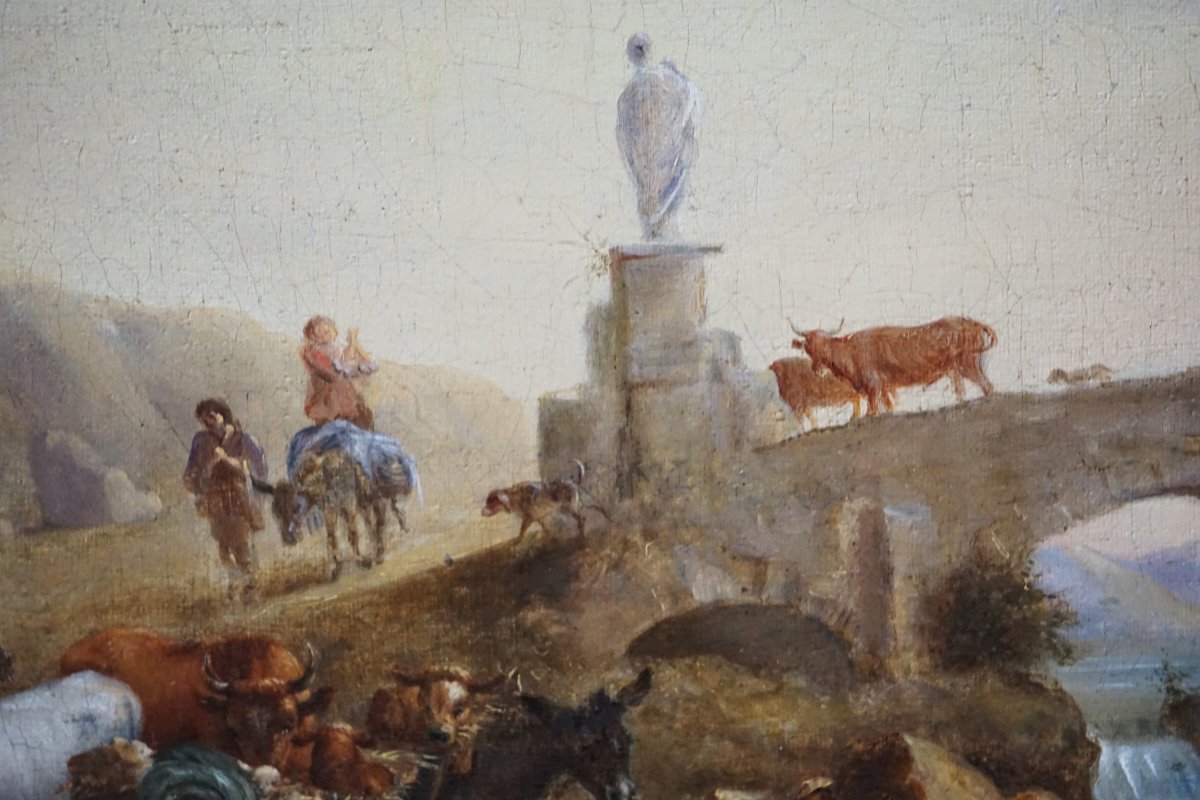 18th-century Pastoral / Attributed To Jean-louis De Marne (1752–1829) / Study After Nicolaes Berchem-photo-3