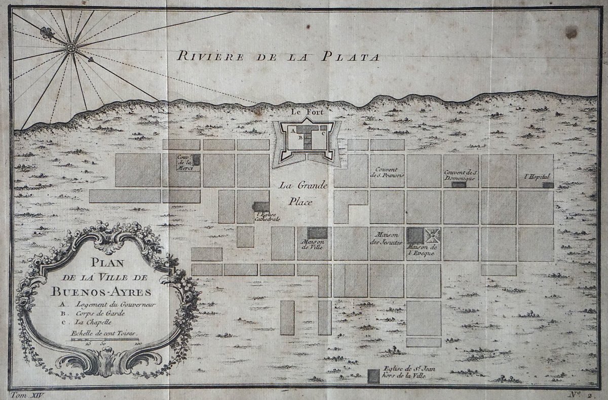 Jacques-nicolas Bellin (1703–1772) Map Of The City Of Buenos Aires – Rio De La Plata-photo-2