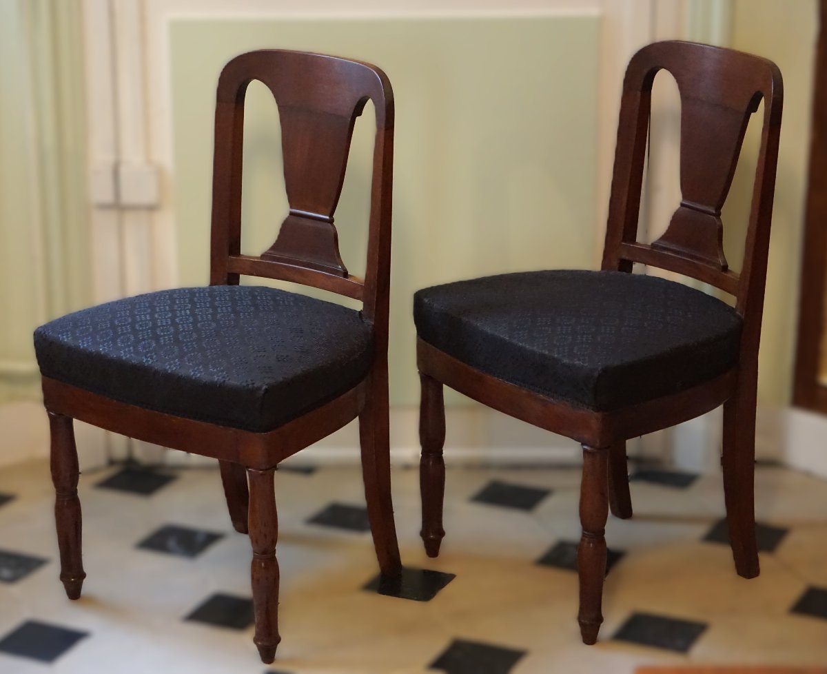 Pair Of Mahogany Chairs From The Empire Period – In The Style Of Jacob-photo-4