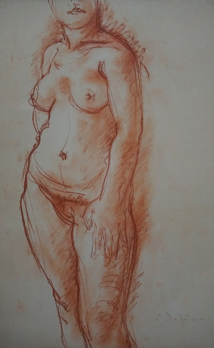 CHARLES DESPIAU (1874-1946) - NU FÉMININ À LA SANGUINE 