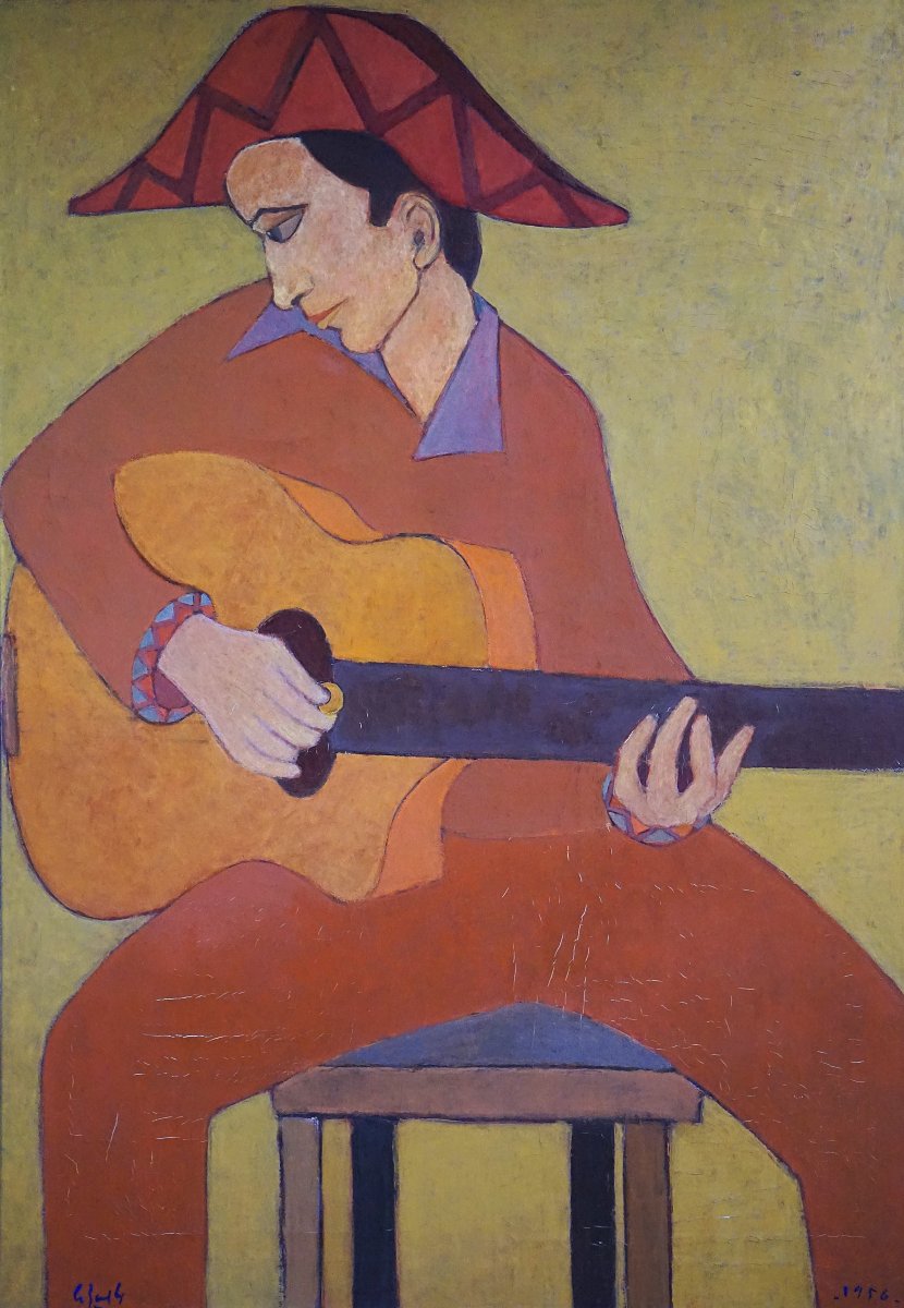 LE GUITARISTE / 1956 / JEAN-PIERRE LE BOUL’CH (1940-2001)  / hst