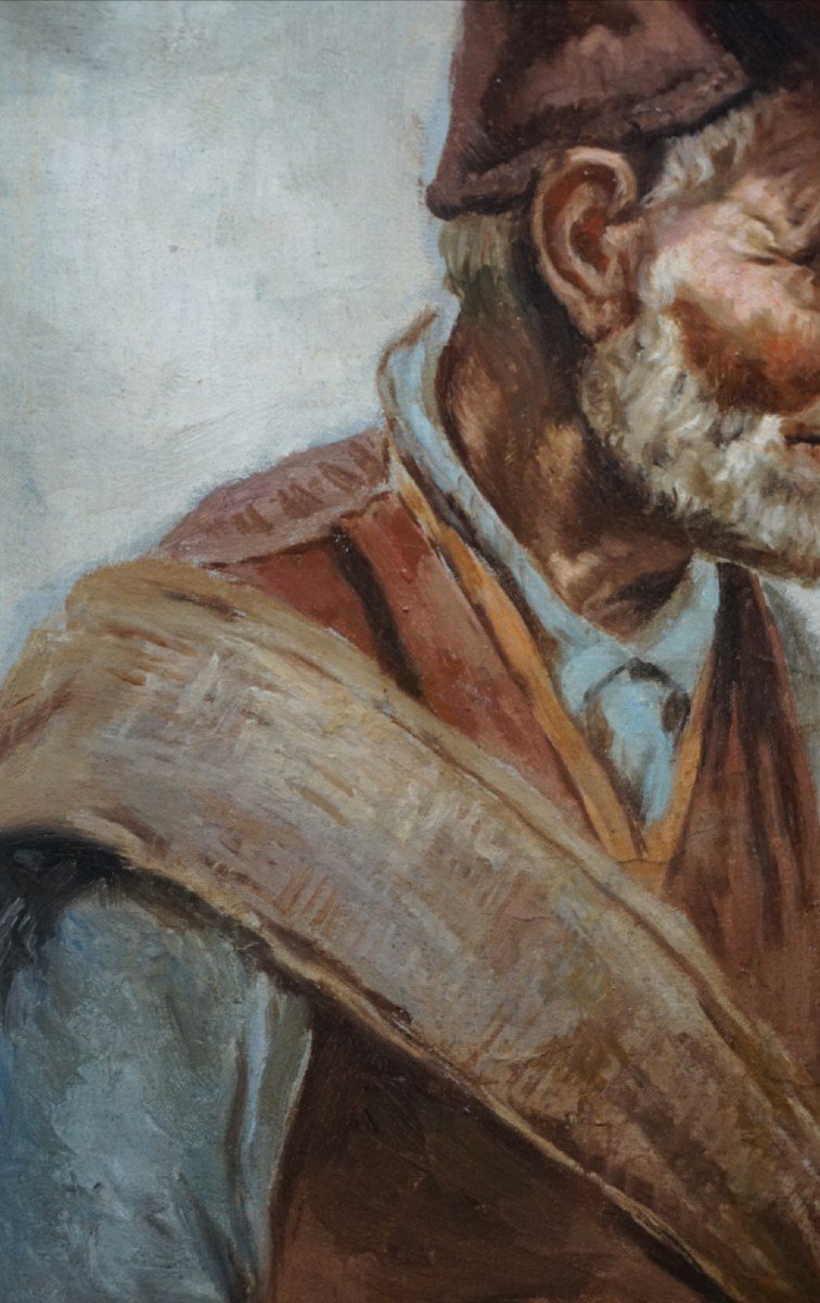 Late 19th-century Italian School / Viala / Pair Of Portraits Of Men With Pipes / Hst-photo-4