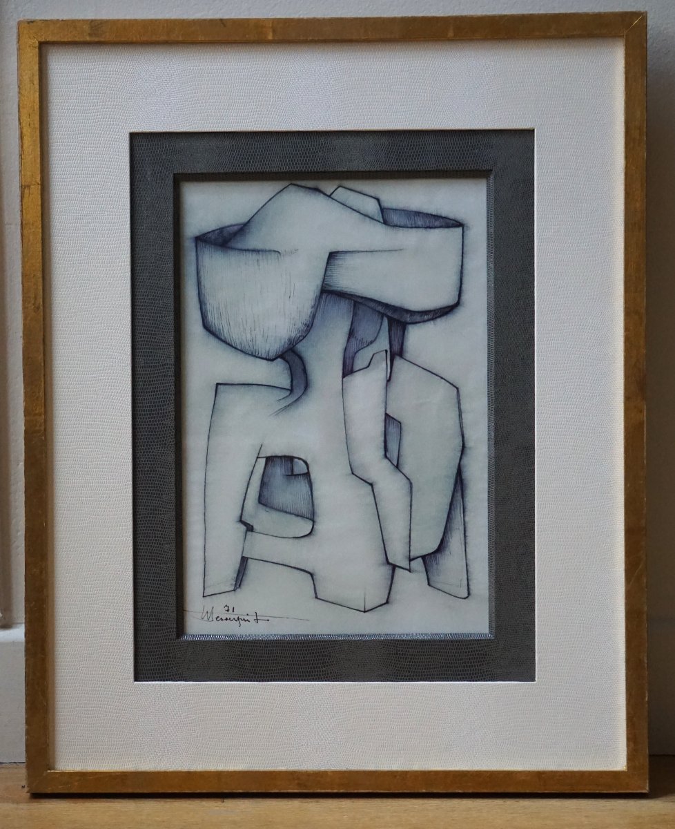 Roger Desserprit (1923–1985) / Geometric Abstract Drawing, 1971 -photo-3