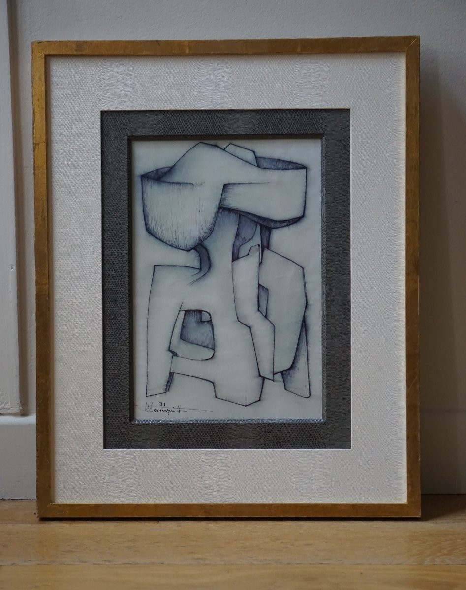 Roger Desserprit (1923–1985) / Geometric Abstract Drawing, 1971 -photo-7