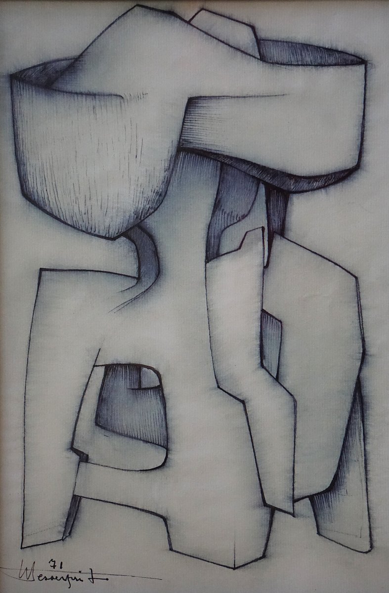 Roger Desserprit (1923–1985) / Geometric Abstract Drawing, 1971 -photo-8