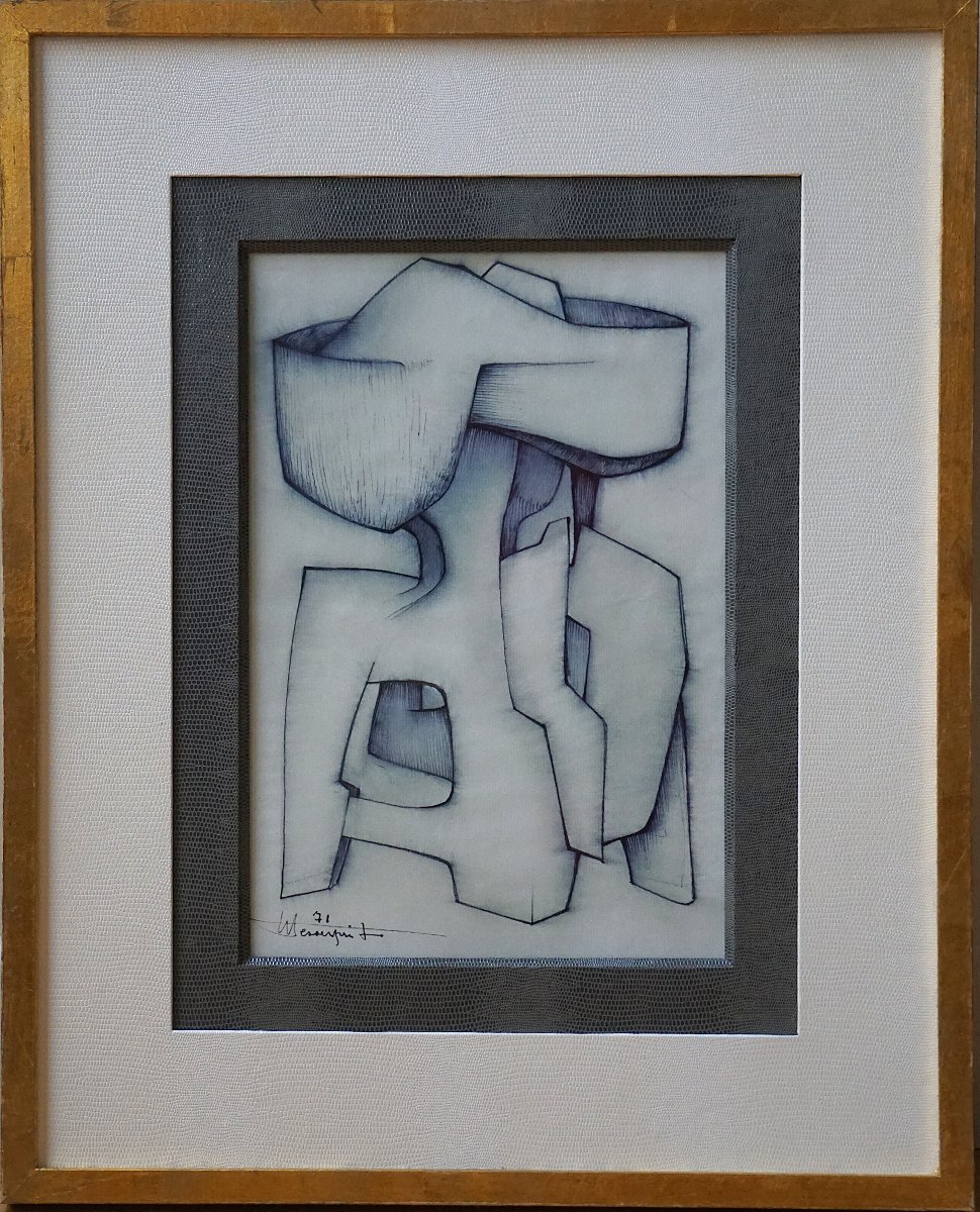 Roger Desserprit (1923–1985) / Geometric Abstract Drawing, 1971 