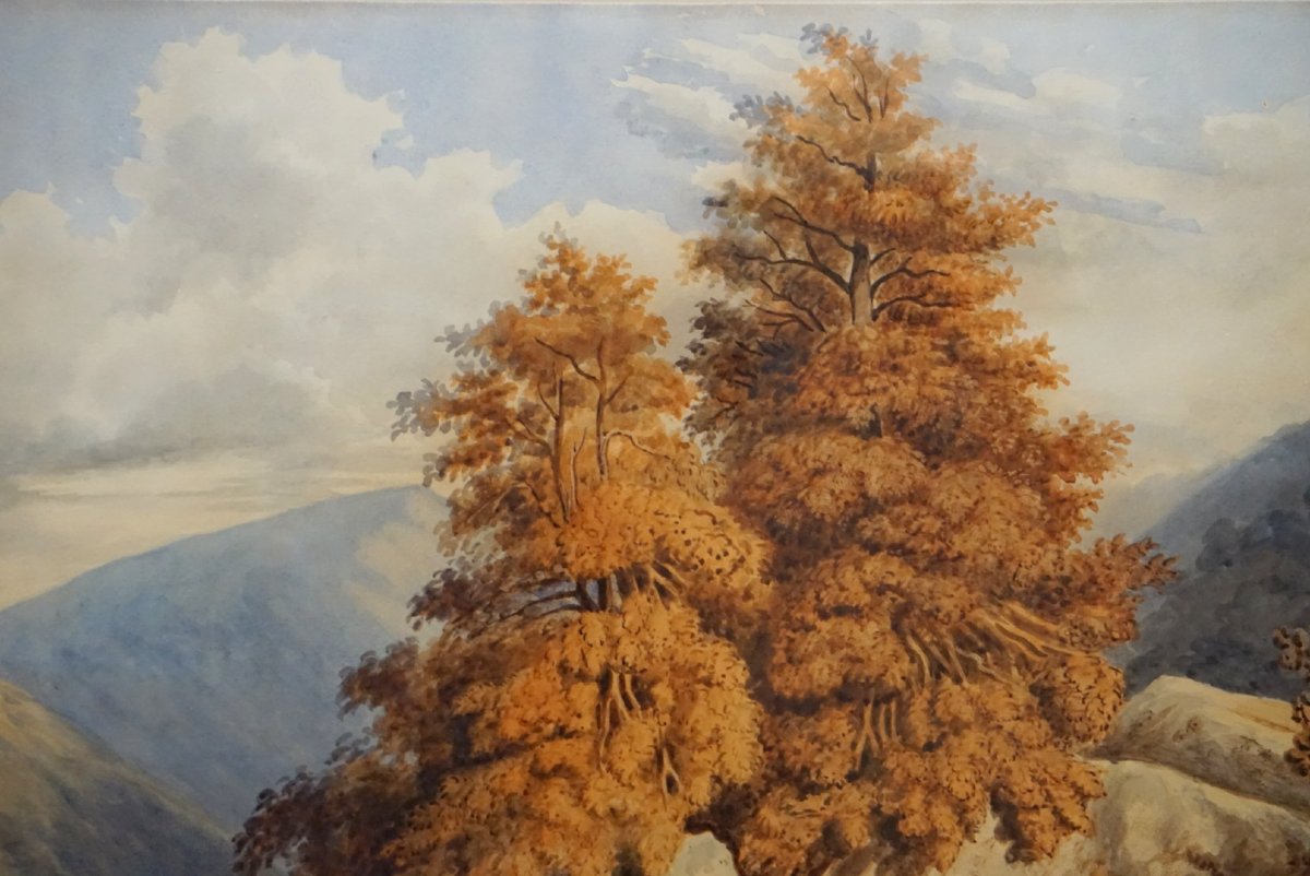 ÉCOLE ANGLAISE / DÉBUT DU XIXᵉ / PAYSAGE DU LAKE DISTRICT EN AUTOMNE-photo-4