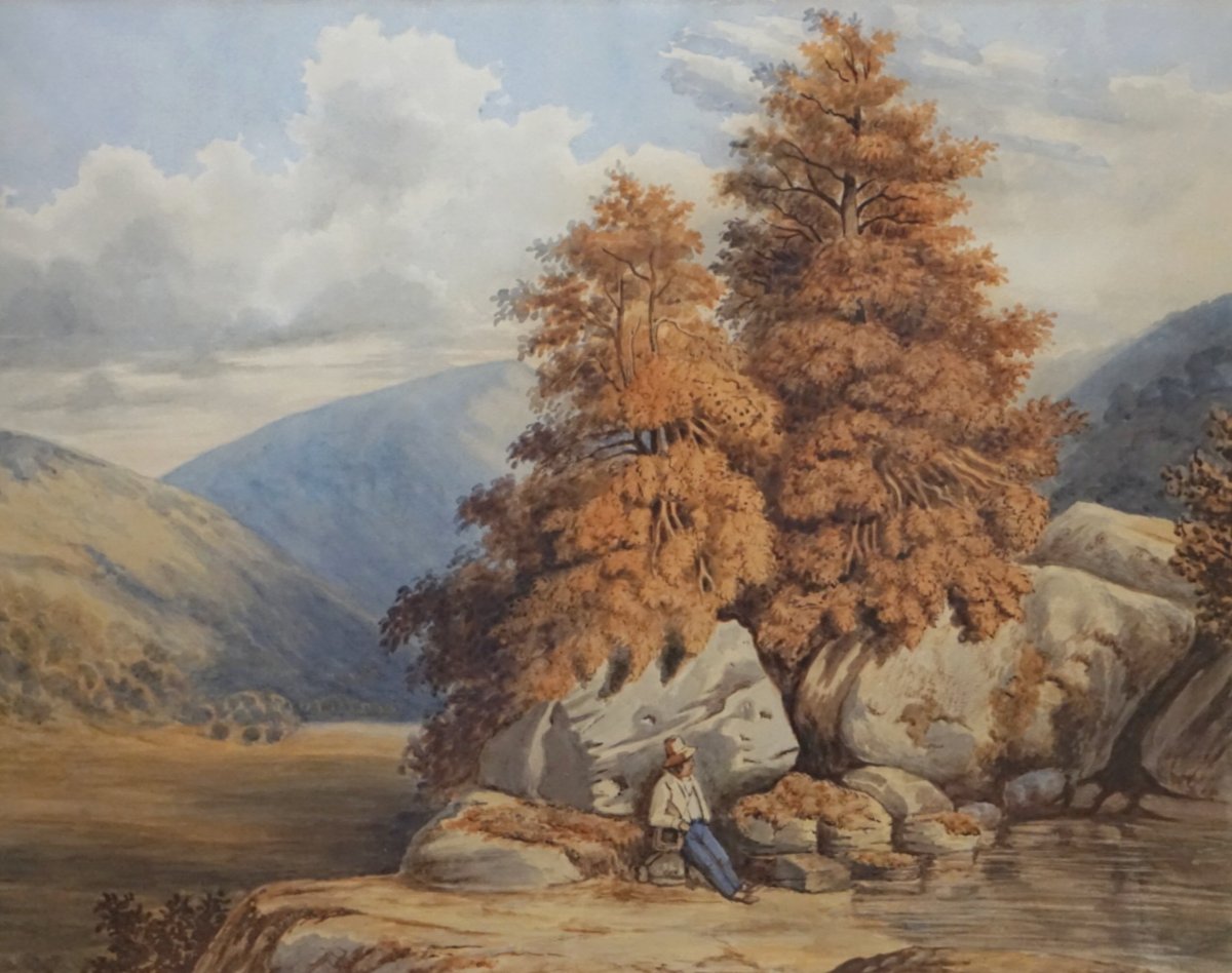 ÉCOLE ANGLAISE / DÉBUT DU XIXᵉ / PAYSAGE DU LAKE DISTRICT EN AUTOMNE-photo-5