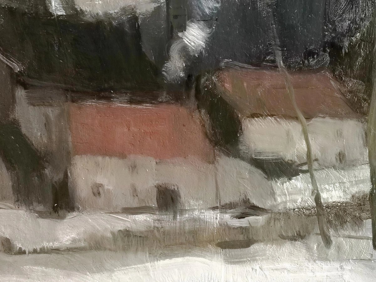 ÉCOLE BELGE / ALBERT MASCAUX (1900-1963) / VILLAGE MINIER SOUS LA NEIGE-photo-1