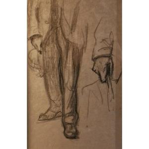 Old Drawing Signed By Jules Adler (1865-1952) / Study Of Hands