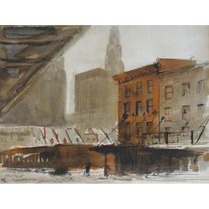 New York City Under The Snow / Luciano Guarnieri (1930-2009) / Watercolor