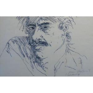 LUIS CABALLERO (1943-1995) / AUTOPORTRAIT / daté 1971 / encre