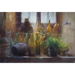 "forgotten Transparencies: The Poetry Of Pastel" / Still Life With Bottles / Claude Texier