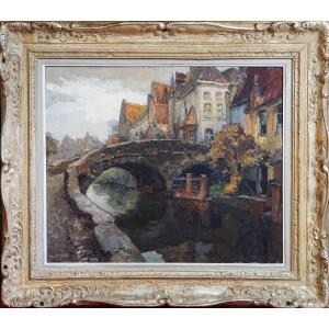 ALFRED VAN NESTE (1874-1969) /PONT FLAMAND/BRUGES /FLANDRES /BELGIQUE/ Vlamingenbrug in Brugge