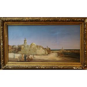 View Of Algiers Circa 1840-1850 / Orientalist School / Great Djamaa Mosque / Oil On Canvas