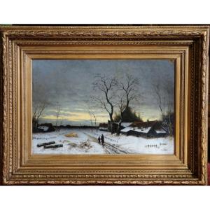 SCÈNE HIVERNALE /ÉCOLE DE DÜSSELDORF /H. FLOCKENHAUSS / hst / WINTERSZENE / DÜSSELDORFER SCHULE