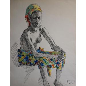 ÉCOLE AFRICANISTE 1955 / FEMME FOULBÉ À MAROUA / CAMEROUN  / G. HERVIGO (1896-1993)
