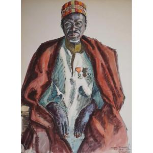 Sultan Kasser At Fort-lamy (chad) / Dated 1951 / Gustave Hervigo (1896–1993) / Watercolor 