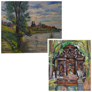 ANDRÉ-LÉON VIVREL (1886-1976) – ENSEMBLE DE 2 HUILES – Paris & paysages
