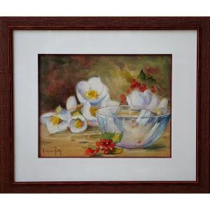 ADOLPHE REY (1863-1944) / ÉCOLE DE MUROL (Auvergne) / NATURE MORTE AUX FLEURS BLANCHES