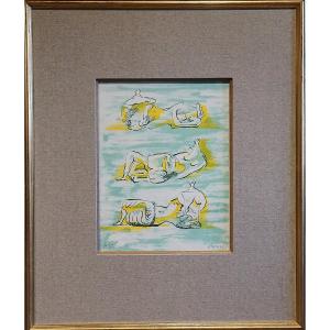 HENRY MOORE (1898-1986) – THREE RECLINING FIGURES – LITHOGRAPHIE ORIGINALE SIGNÉE H.C.