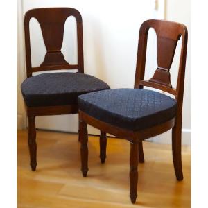 PAIRE DE CHAISES EN ACAJOU ÉPOQUE EMPIRE – DANS LE GOÛT DE JACOB