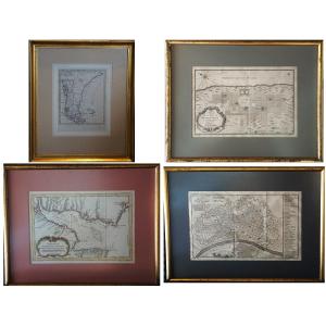 Set Of 4 Antique Maps From The 18th Century / Patagonia / Buenos Aires / Lima / Rio De La Plata
