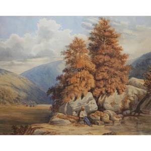 ÉCOLE ANGLAISE / DÉBUT DU XIXᵉ / PAYSAGE DU LAKE DISTRICT EN AUTOMNE