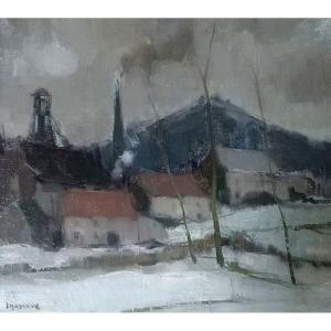 Belgian School / Albert Mascaux (1900–1963) / Mining Village Under The Snow