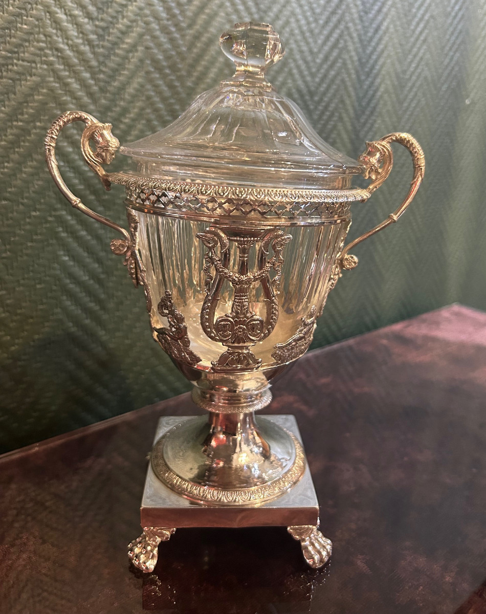 Drageoir en argent et cristal 