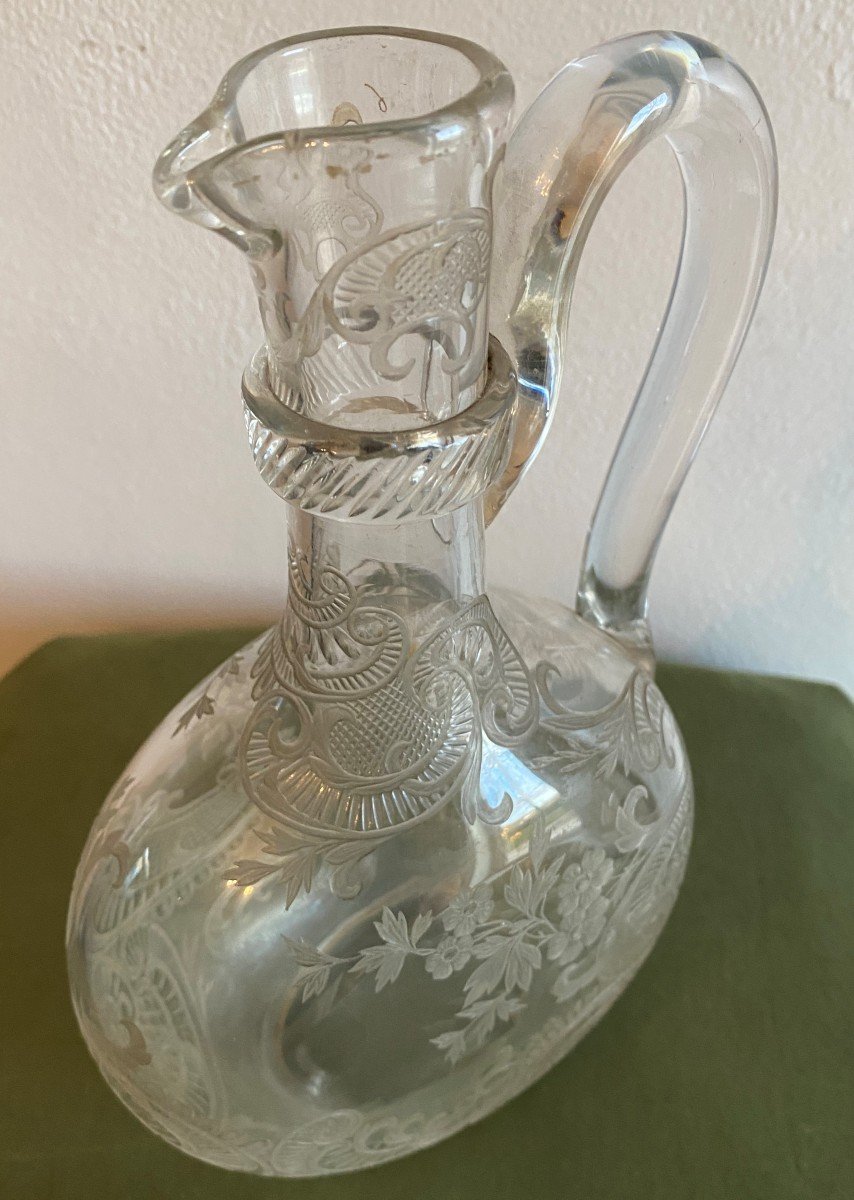 Carafe Or Ewer In Applied Glass, Blown And Engraved By Wheel XVIII-photo-5