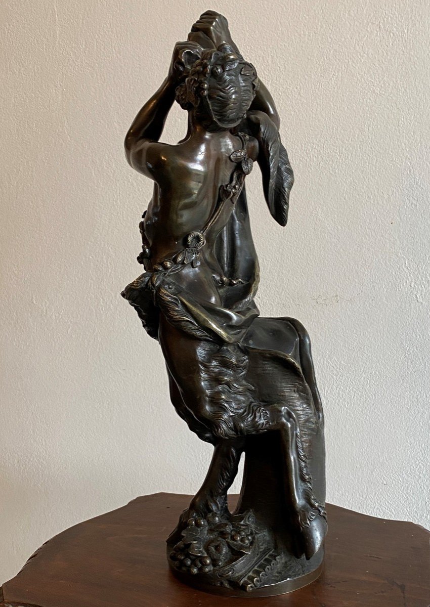 Clodion Bronze Representative A Fauna Quenching His Thirst XIX-photo-1