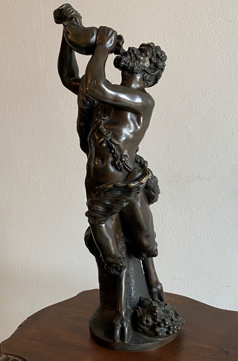 Clodion Bronze Representative A Fauna Quenching His Thirst XIX