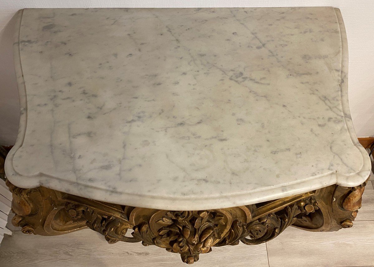 Louis XV Console In Carved And Gilded Wood From The Eighteenth Century-photo-1