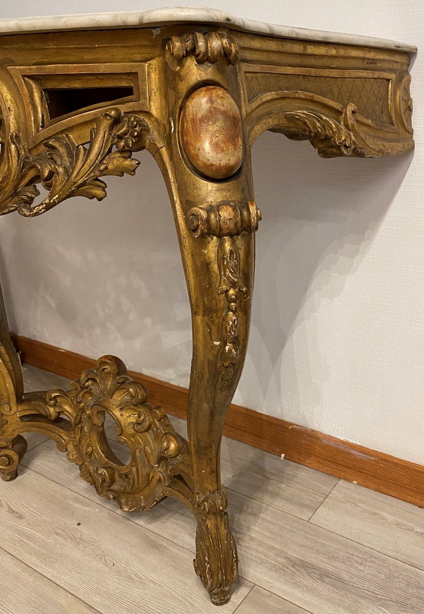 Louis XV Console In Carved And Gilded Wood From The Eighteenth Century-photo-2