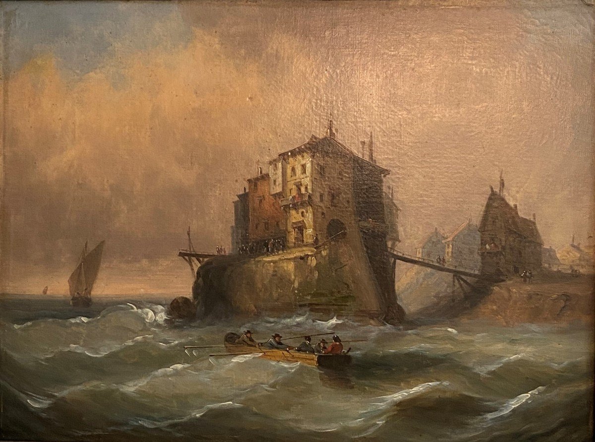 Paire De Tableaux Huile Sur Toile Marine Hollandais, XIX ème -photo-2
