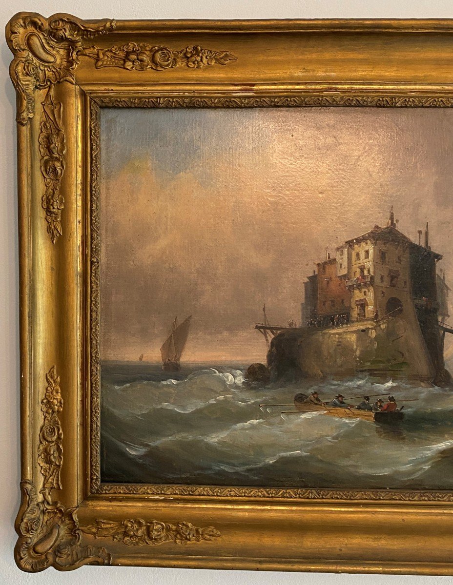 Paire De Tableaux Huile Sur Toile Marine Hollandais, XIX ème -photo-3