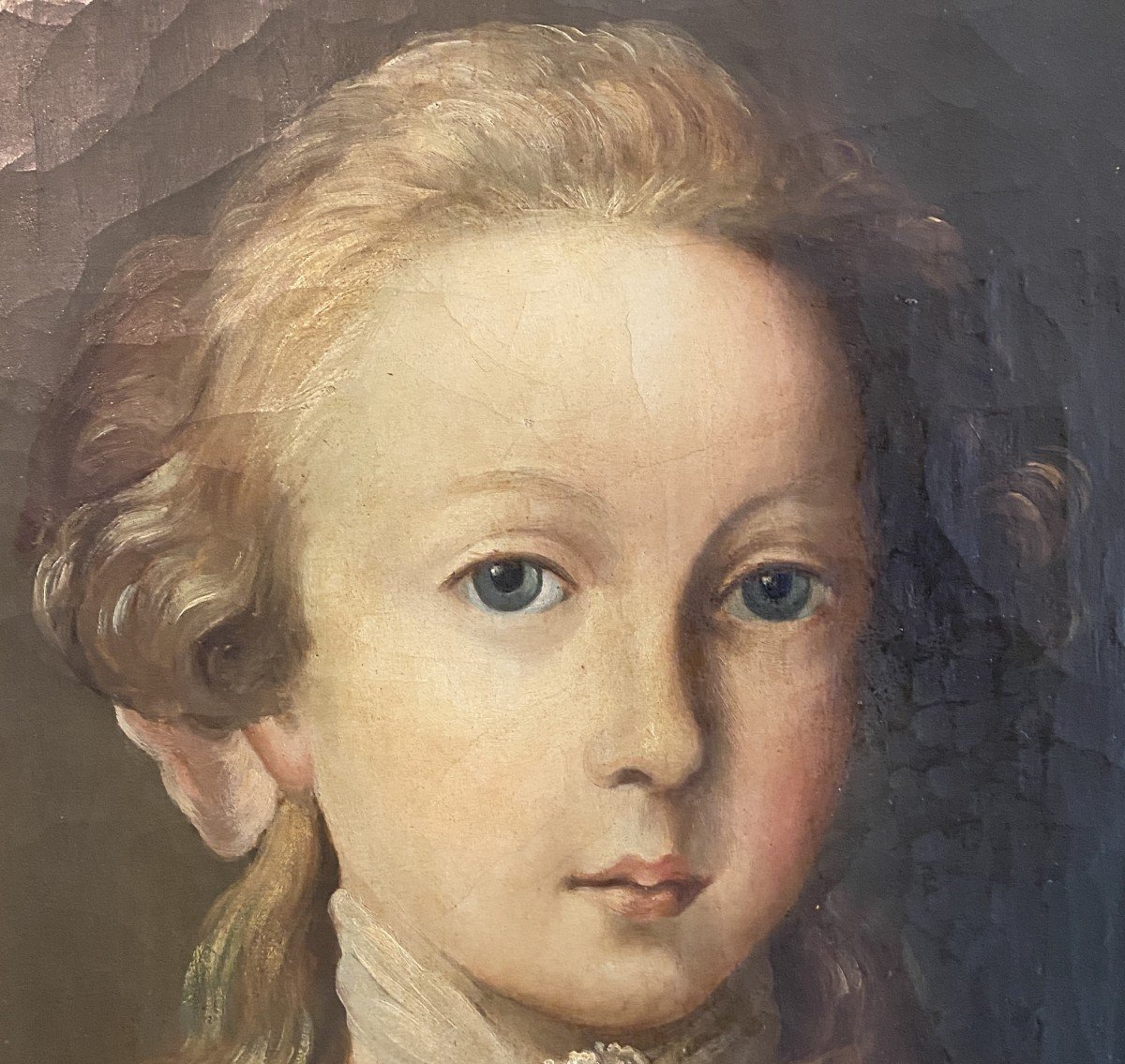 Painting Representing A Portrait Of A Child In Its Original 18th Century Frame