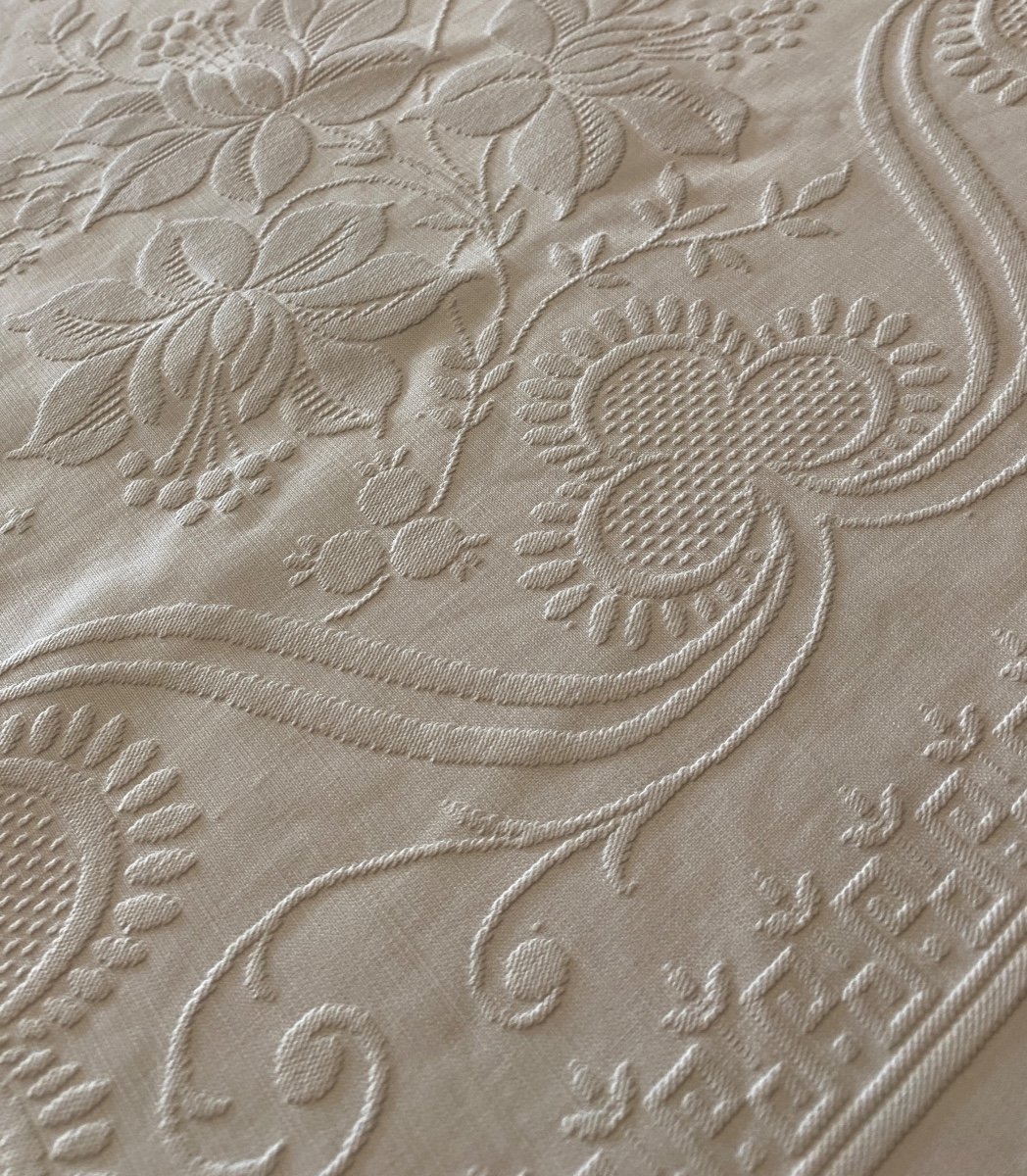 Couverture De Mariage ou nappe En Coton Monogrammé Bc -photo-4